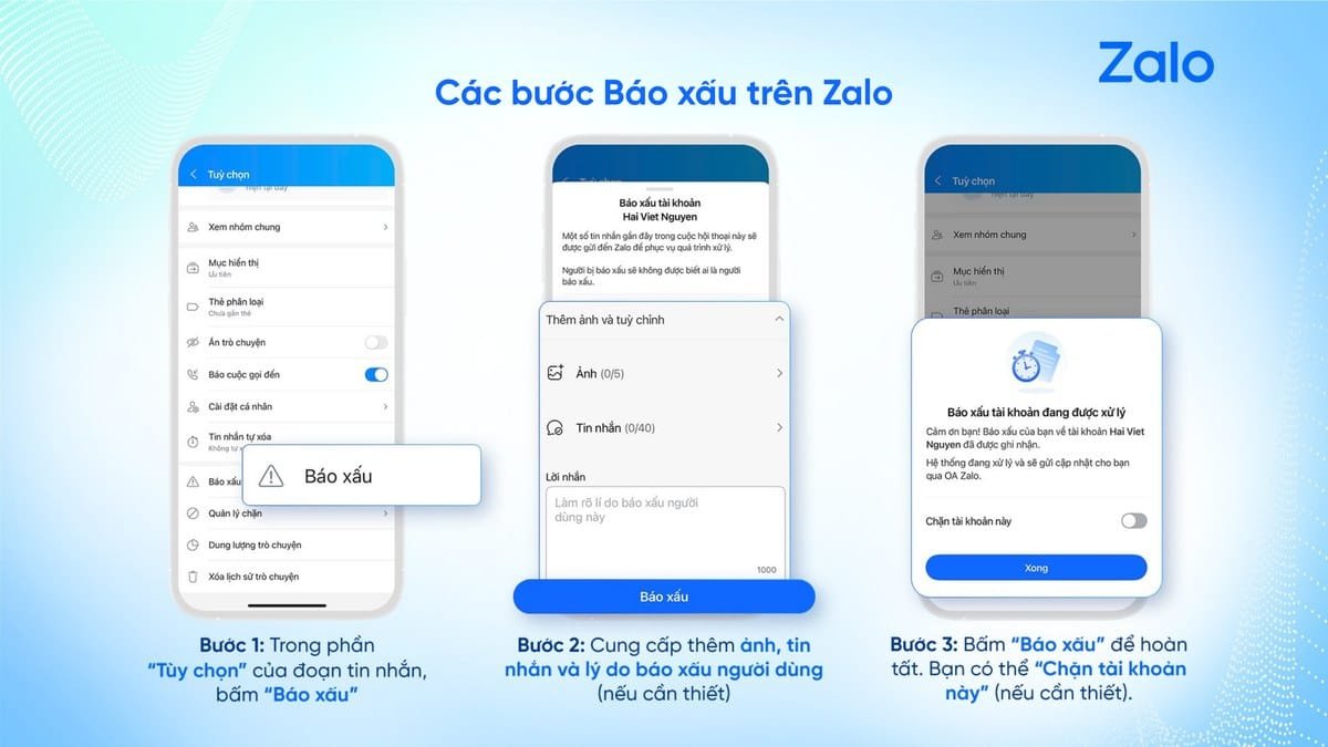 Người dùng Zalo chủ động ngăn lừa đảo với tính năng Báo xấu
