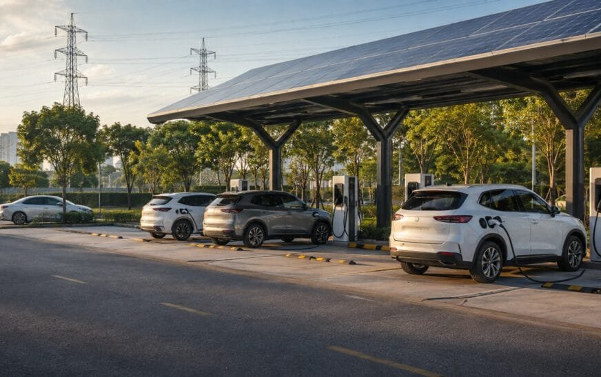 Hạ tầng sạc kết hợp nguồn điện sạch giúp gia tăng lợi ích khí hậu trong vòng đời xe điện. (Ảnh minh họa)