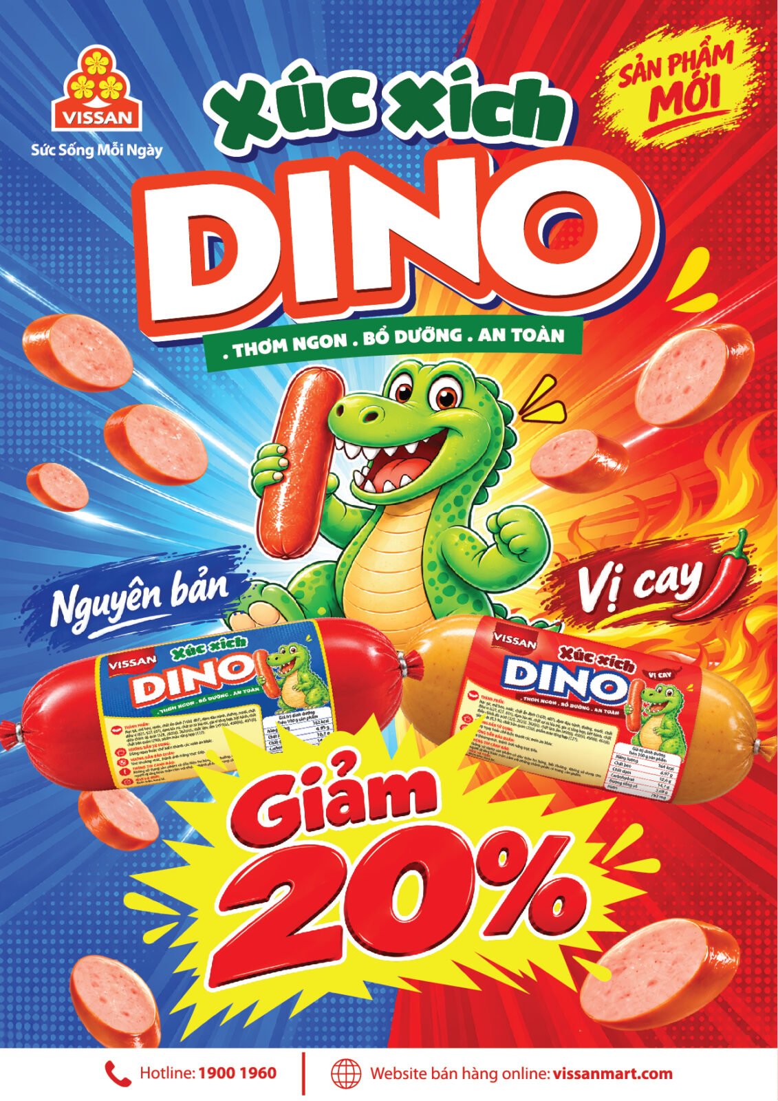 VISSAN ra mắt Xúc xích DINO 85g với hai hương vị, mở rộng lựa chọn cho người tiêu dùng trẻ