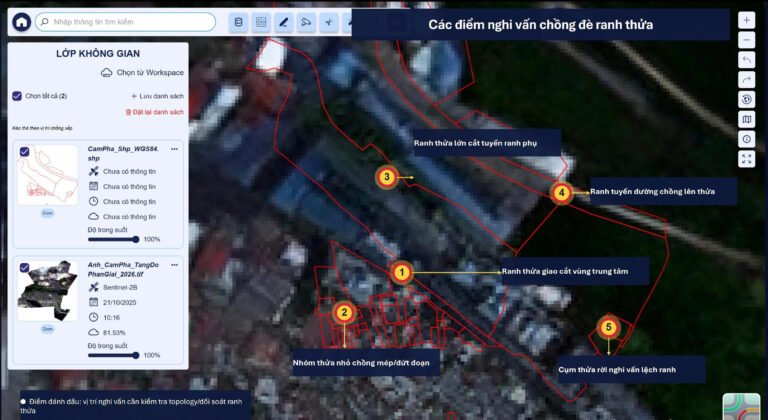 Làm sạch dữ liệu đất đai bằng viễn thám và GeoAI: khi ranh thửa được soi từ trên cao