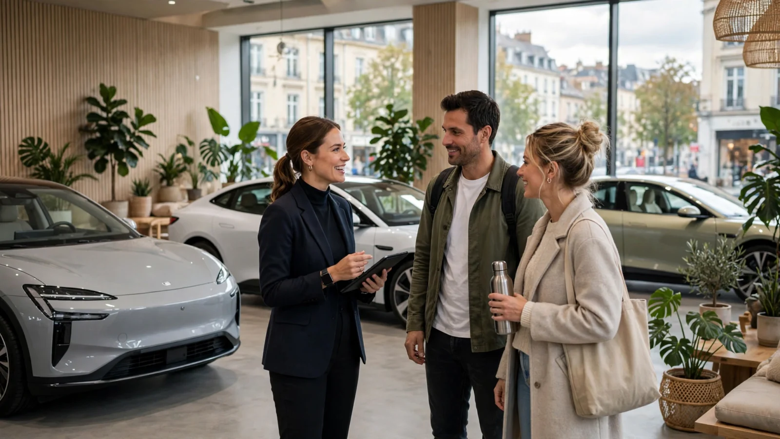 Doanh số xe điện toàn cầu tháng 9 năm 2026 với khách hàng xem xe điện trong showroom