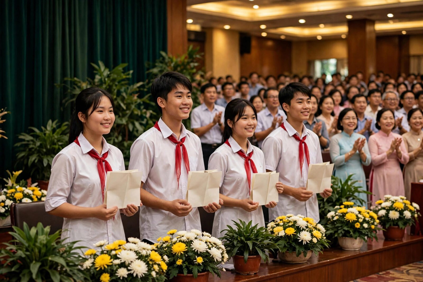 Học sinh, sinh viên nhận bằng khen tại lễ tuyên dương Vượt khó, Học giỏi ngành cao su